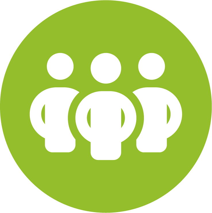 Green icon of three employees representing diversity and inclusion at work